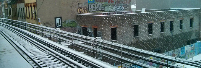 Snowy subway tracks, Brooklyn